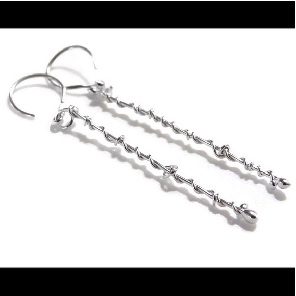 Vine Bar/Stick Earrings - 999 Fine Silver - Picture 2 of 7